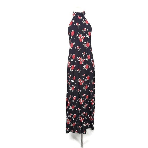 New Flynn Skye Rose Cluster Tyra Maxi Dress Womens Small High Neck Halter Slits - Picture 1 of 7